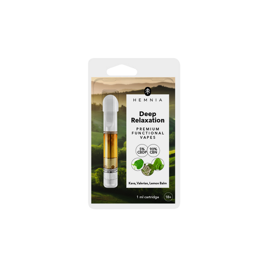 Hemnia Deep Relaxation - Cartridge, 5 % CBDP, 90 % CBN, kava kava, valerian, lemon balm, 1 ml